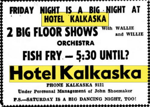 Hotel Kalkaska (Hotel Sieting) - Feb 1950 Ad Floor Shows